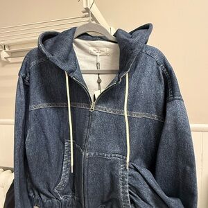 rag & bone indigo zip-up denim hoodie
